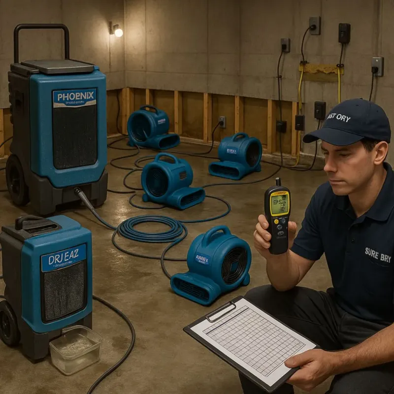 Structural Drying and Dehumidification process in Mentone, CA